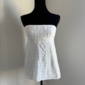 American Eagle Outfitters Strapless Lace Dress in White